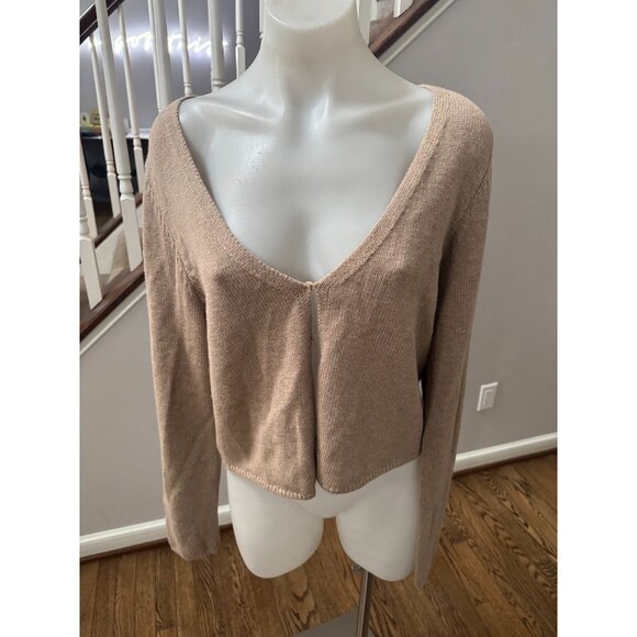 NWT Wilfred Aritzia Basque Wool Blend Cardigan in Oatmeal Size Large - Picture 2 of 3